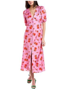 Alexia Admor | Lorelei V-neck Bubble Sleeve Midi Dress